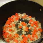 Onions and carrots cooking 
