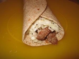 Steak and nutty cole slaw wrap