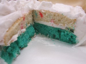 The cakes were colorful inside and out.