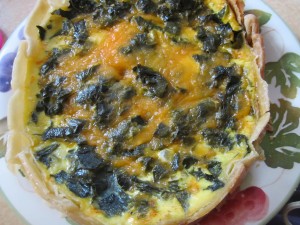 Quiche on the serving plate