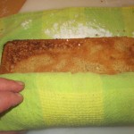 Roll freshly baked cake in a towel