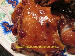 Duck with cherry and red wine sauce