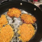 Sweet potato pancakes cooking