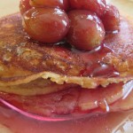 Peanut Butter Pancakes with Red Grape Syrup