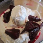 Cooked beets and flour
